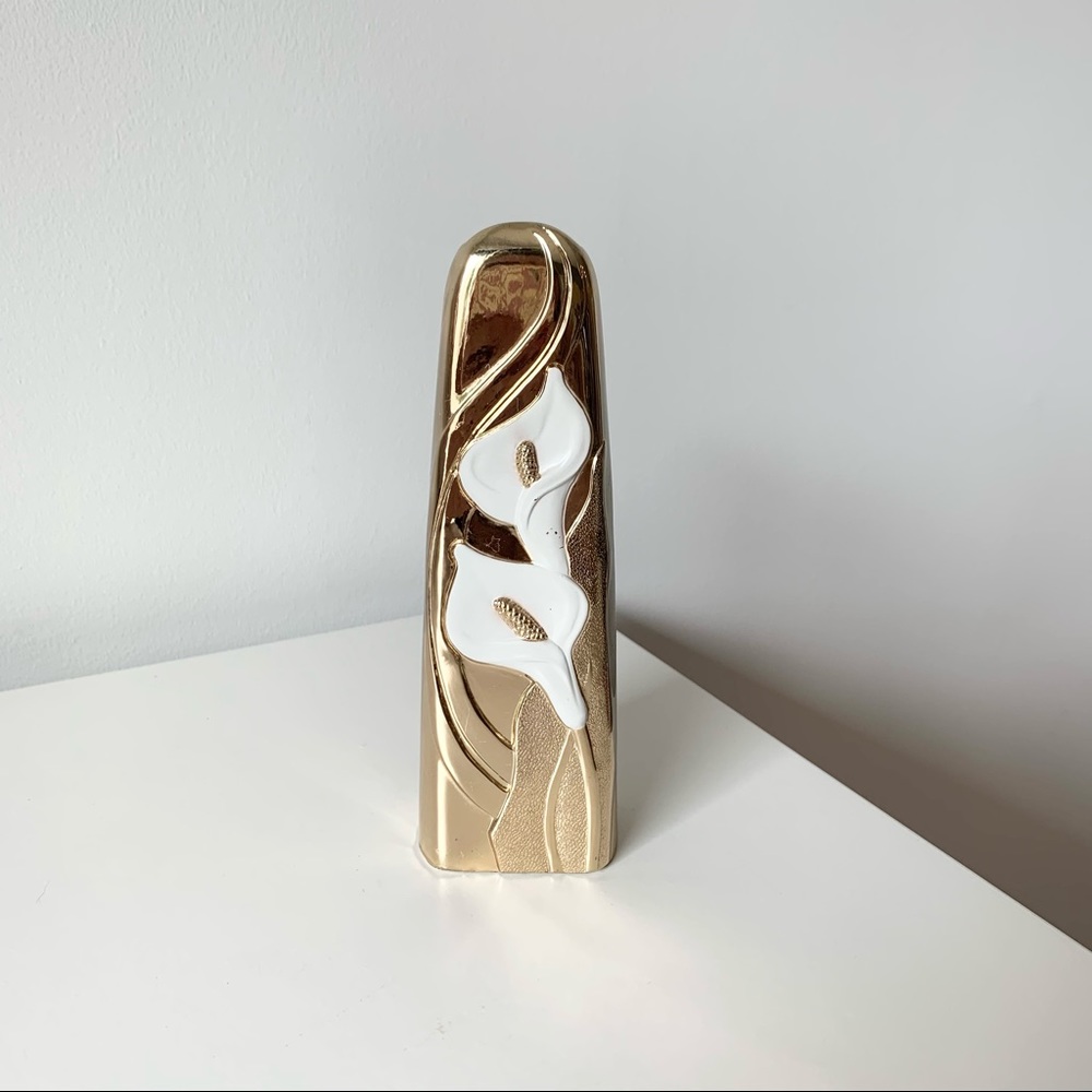 Vintage gold floral vase